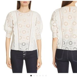Veronica Beard Gayle eyelet blouse